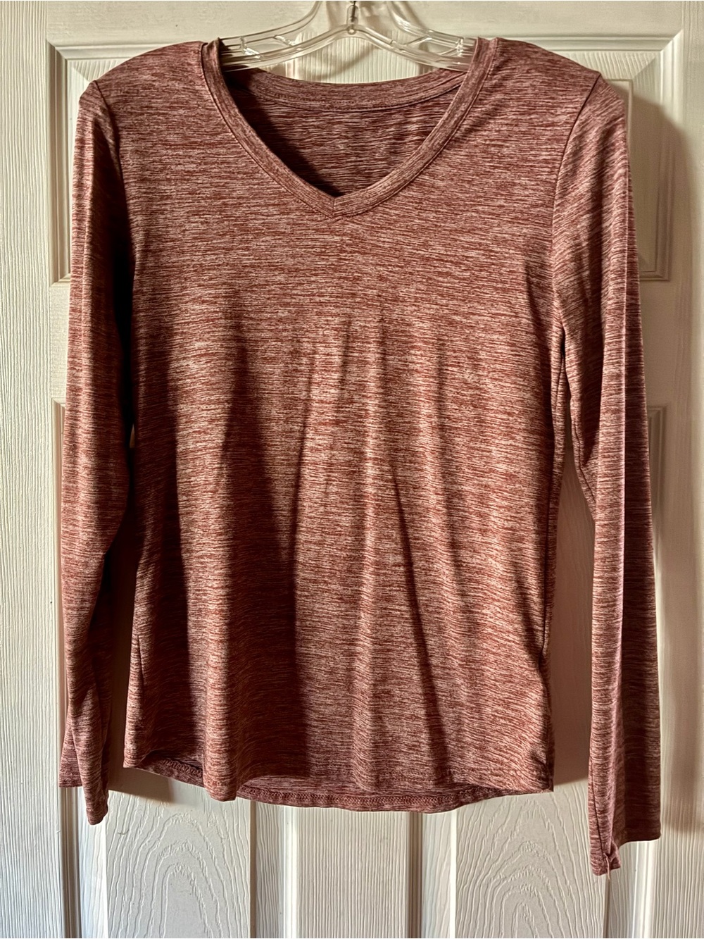 Danskin Marled Dusty Rose Long Sleeve V-Neck Top
